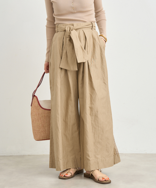 【新品未使用】<enrica/エンリカ＞ ワイドチノパンツ ベージュ タグ付き IENA（イエナ） パンツ enrica/エンリカ コットンリネンワイドパンツ