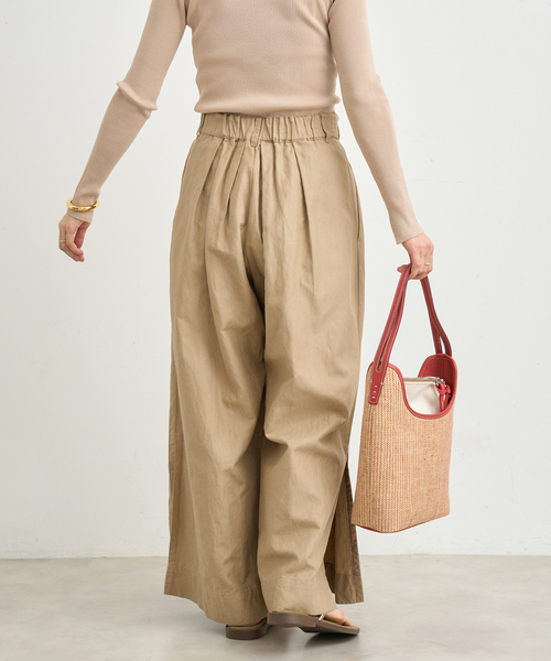 【新品未使用】<enrica/エンリカ＞ ワイドチノパンツ ベージュ タグ付き IENA（イエナ） パンツ enrica/エンリカ コットンリネンワイドパンツ