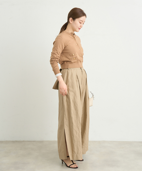 【新品未使用】<enrica/エンリカ＞ ワイドチノパンツ ベージュ タグ付き IENA（イエナ） パンツ enrica/エンリカ コットンリネンワイドパンツ