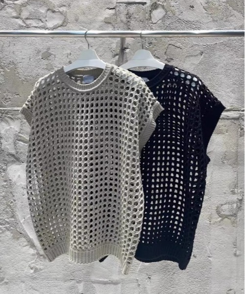 「.KOM」 ニットベスト FREE カーキ メンズ_画像2