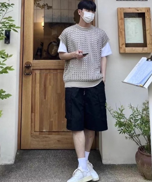 「.KOM」 ニットベスト FREE カーキ メンズ_画像3