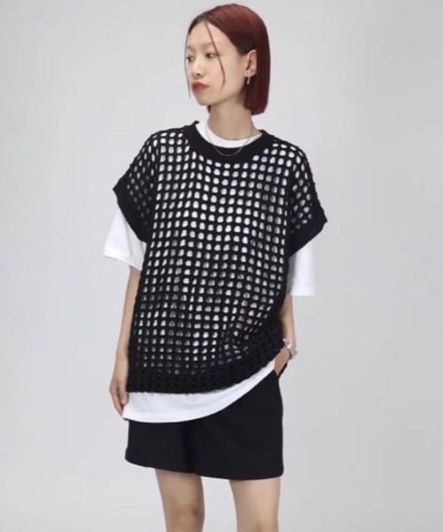 「.KOM」 ニットベスト FREE カーキ メンズ_画像5