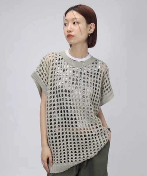 「.KOM」 ニットベスト FREE カーキ メンズ_画像7