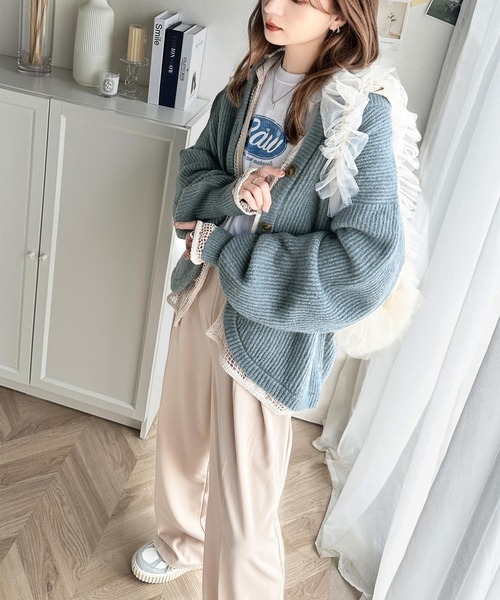 「classicalelf」 ニットカーディガン MEDIUM アイボリー レディース_画像9