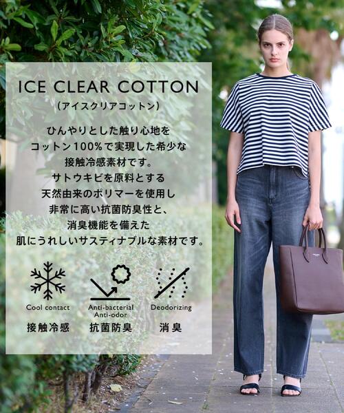 tシャツ 「接触冷感/抗菌防臭/消臭」アイスクリアコットンドルマンボーダーT レディース DRESSTERIOR tシャツ 「接触冷感/抗菌防臭/消臭」アイスクリア