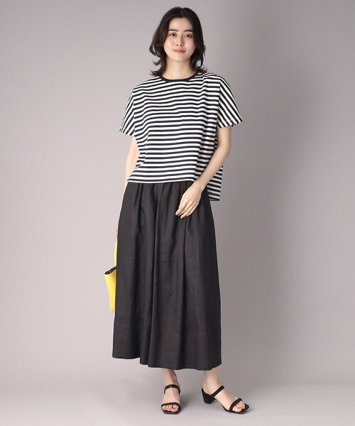 tシャツ 「接触冷感/抗菌防臭/消臭」アイスクリアコットンドルマンボーダーT レディース DRESSTERIOR tシャツ 「接触冷感/抗菌防臭/消臭」アイスクリア