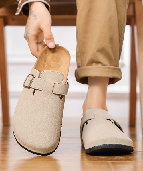 link lot サンダル シンプルクロッグサンダル フェイクスエード メンズ