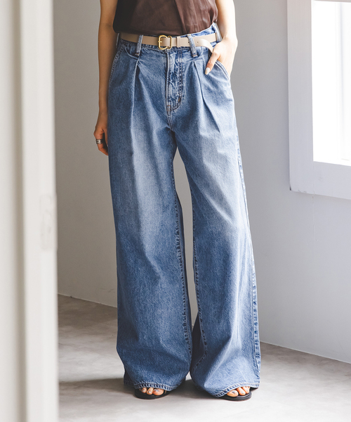 NEEDBY heritage ライトブルーワイドデニムパンツ NEEDBY heritage ライトブルーワイドデニムパンツ