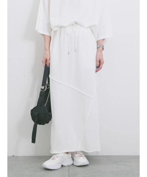 Samansa Mos2 blue スカート 裏毛切替ナロースカート : ZOZOTOWN Yahoo