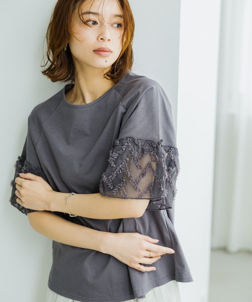 tシャツ シアードットコンビ フリル カットソー Prima Scherrer レディース Prima Scherrer tシャツ シアードットコンビ フリル カットソー