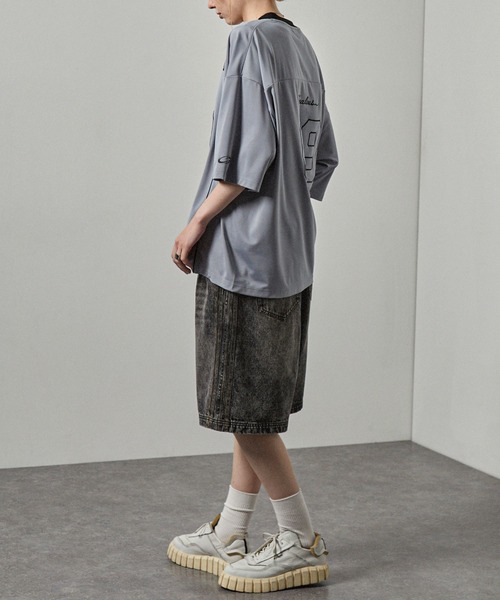 パンツ 「Alfred Alex」ヴィンテージ加工 サイドライン ハーフデニム