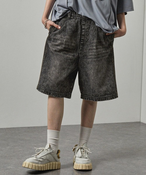 パンツ 「Alfred Alex」ヴィンテージ加工 サイドライン ハーフデニム