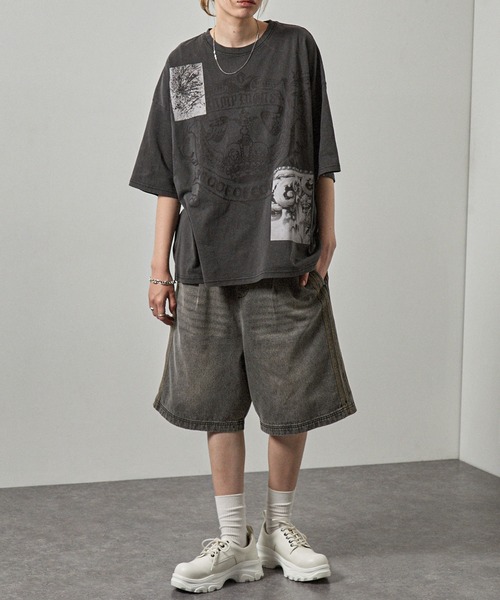 90s ALIEN WORKSHOP ブラックデニム ワイド　ハーフパンツ 36 ワイドパンツ ハーフパンツ パンツ 短パン 「Alfred Alex