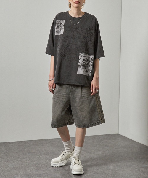 ハーフパンツ ワイドパンツ パンツ 「Alfred Alex」ヴィンテージ加工