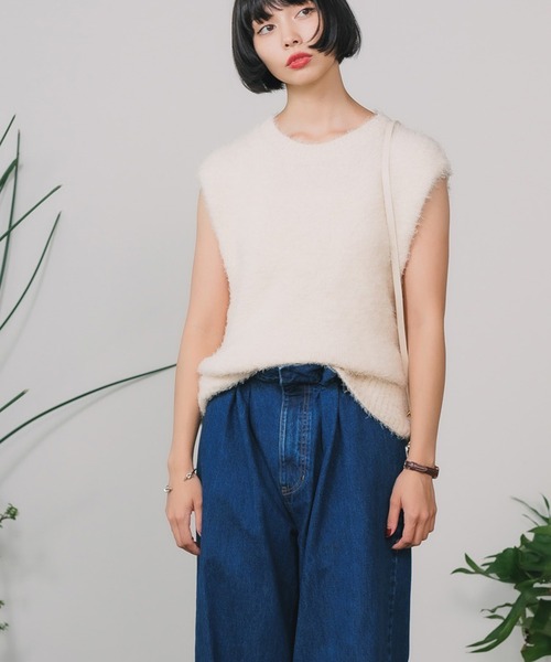 ニット セーター ESLOW/エスロー FUR VEST ファーベスト レディース