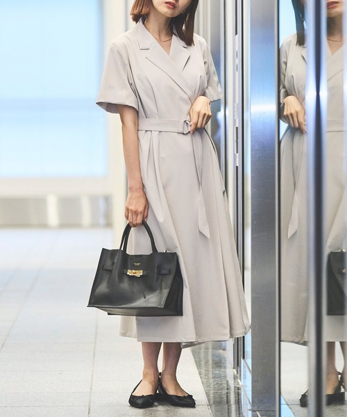 Sirin ワンピース ストレッチピケカシュクールワンピース「日本製