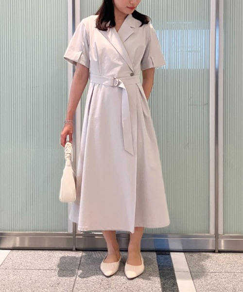Sirin uvカット ワンピース ストレッチピケカシュクールワンピース「2