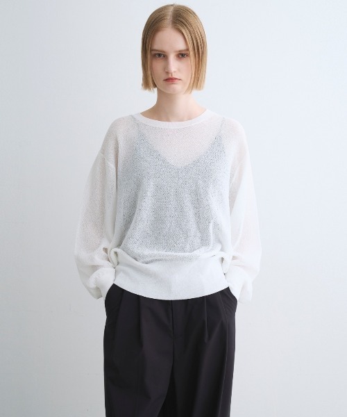 ニット セーター Shimmer sweater mesh top レディース