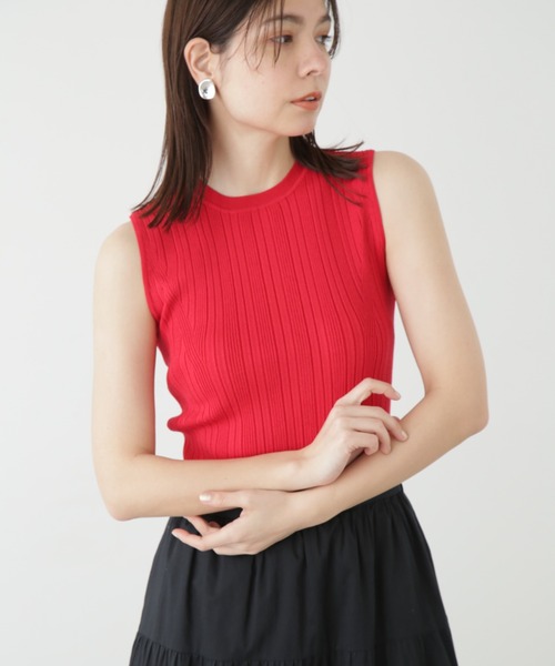 「JILL STUART」 ノースリーブニット FREE レッド レディース