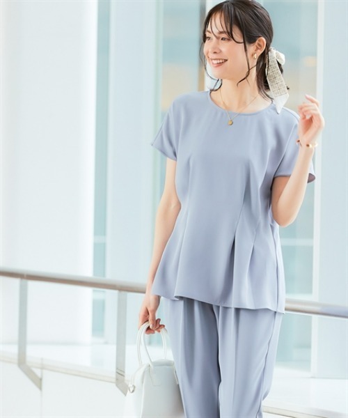 7days Life Styling ブラウス シャツ 夏 半袖 美極とろみ素材ペプラム