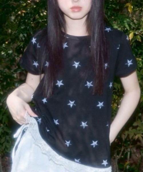 tシャツ 「FANCY CLUB」Lace Star Layered Tee レディース