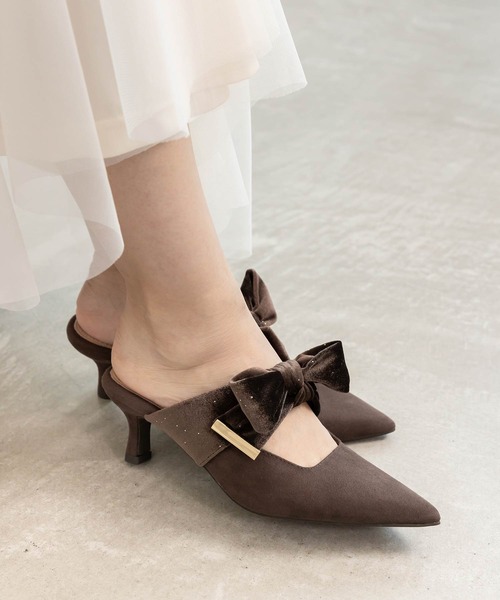RANDA ベロアリボンミュールパンプス RANDA パンプス ベロアリボンミュールパンプス : ZOZOTOWN Yahoo