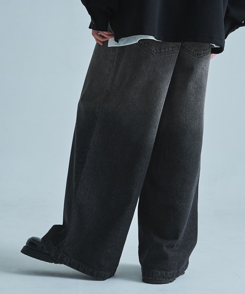 「SOCCE」 加工デニムパンツ X-LARGE ブラック メンズ