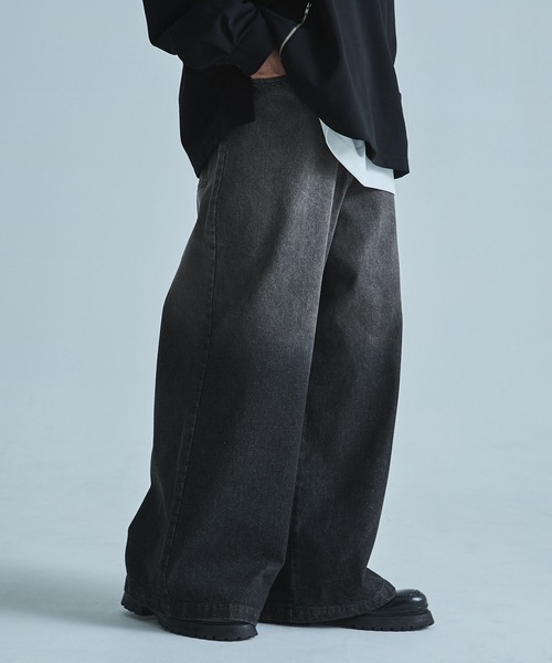 「SOCCE」 加工デニムパンツ X-LARGE ブラック メンズ