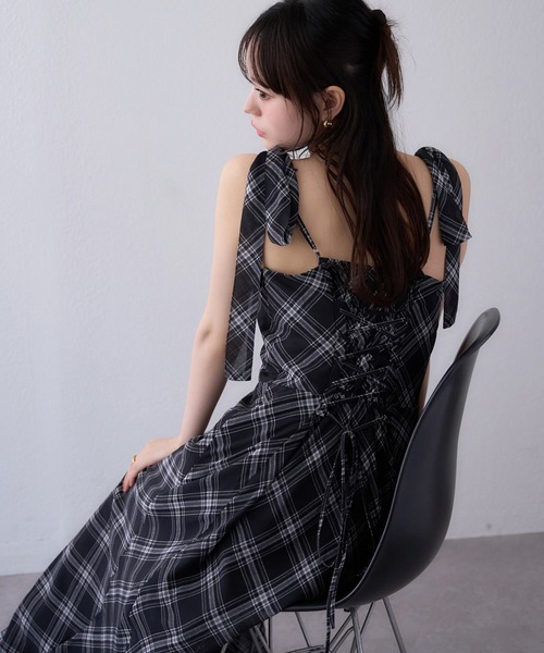 one after another −5キロ見えバックレースアップキャミワンピM one after another NICE CLAUP ワンピース 「マイナス5キロ見え