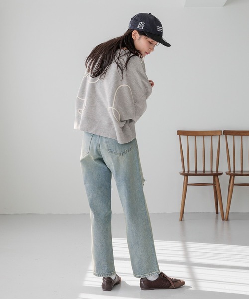 [LOWRYS FARM] обработка Denim брюки MEDIUM серый женский 