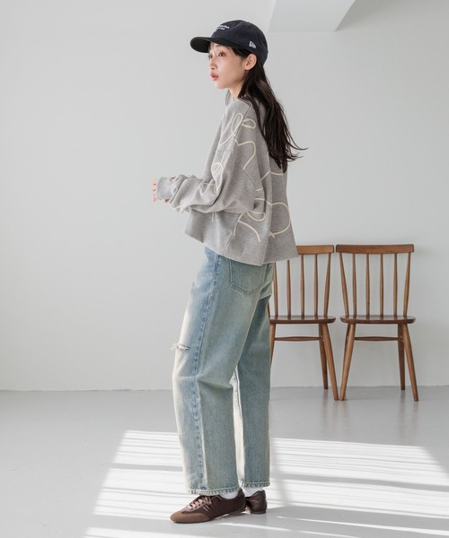 [LOWRYS FARM] обработка Denim брюки MEDIUM серый женский 