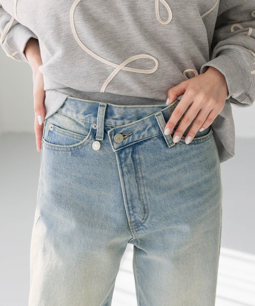 [LOWRYS FARM] обработка Denim брюки MEDIUM серый женский 