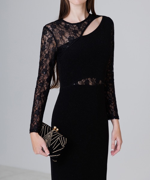 Leja（レジャ） ドレス 「LEJA LUXE」アシンメトリーレーススリム