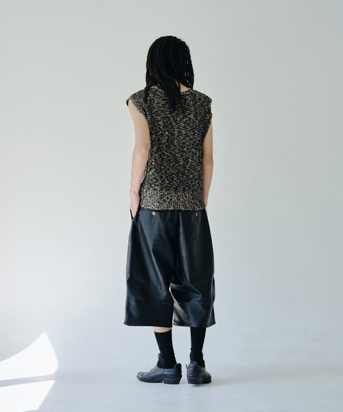 【完売品】Camphor Wood カモ レザー ダブルニー パンツ camo/leather docking double knee baggy trousers / カモレザー