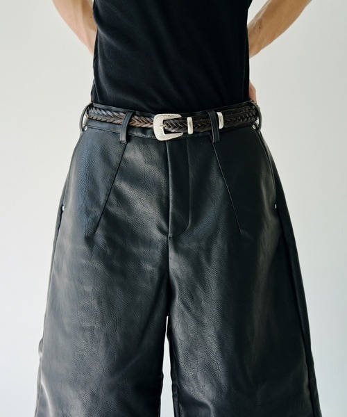 Camphor wood ワイドパンツ パンツ wide baggy PU-leather shorts
