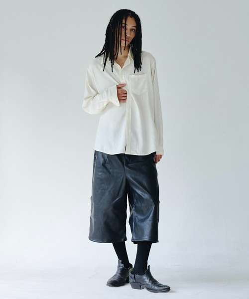 Camphor wood パンツ wide baggy PU-leather shorts / ワイドバギーPU