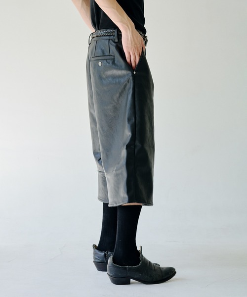 Camphor wood ワイドパンツ パンツ wide baggy PU-leather shorts