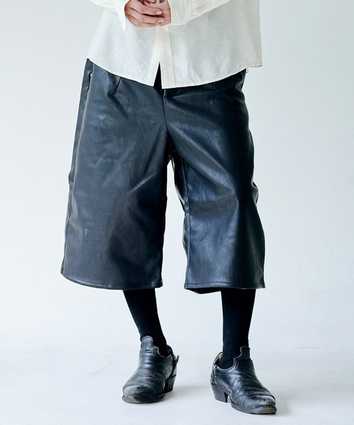 Camphor wood ワイドパンツ パンツ wide baggy PU-leather shorts