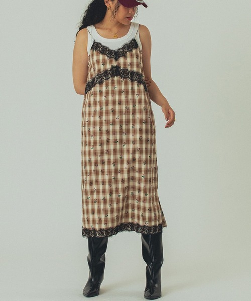 ROSE BUD（ローズバッド） ワンピース (mag.by c)FLOWER PRINT CHECK