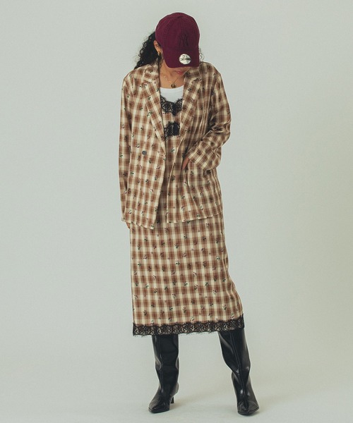 ROSE BUD（ローズバッド） ワンピース (mag.by c)FLOWER PRINT CHECK 