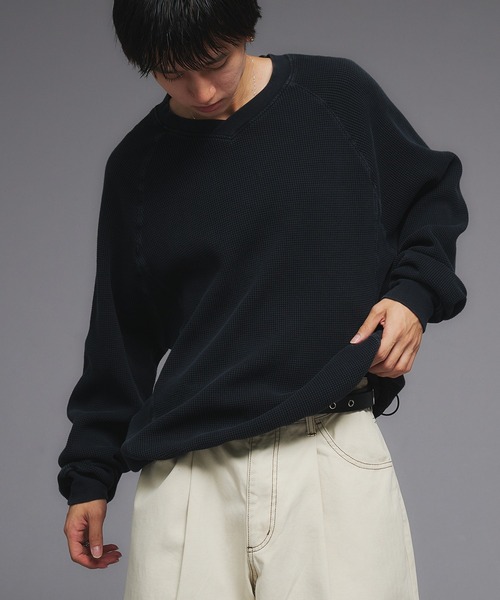 Adoon plain tシャツ 「2025 AW 」Shallow V-Neck Thermal Long Sleeve