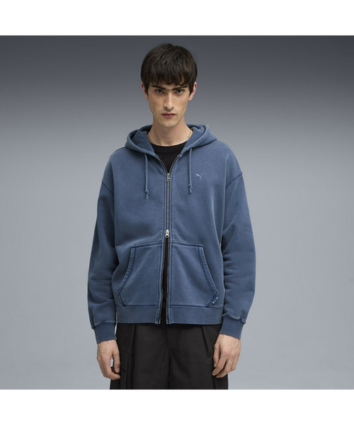 PUMA ×  車 外車 フーディー ジップアップ パーカー 長袖 ネイビ PUMA（プーマ） パーカー メンズ MMQ フルジップ フーディ メンズ