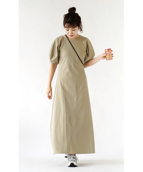 「e-zakkamania stores」 「Gleam」半袖ワンピース フリー グレイッシュベージュ レディース_画像6