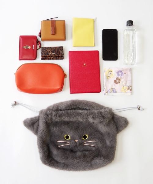 ハンドバッグ WOVEN (ウーヴン) / エコファー ねこ フェイス 2WAY BAG