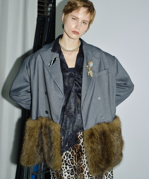 コート アウター Fur blocking coat / ファーブロッキングコート