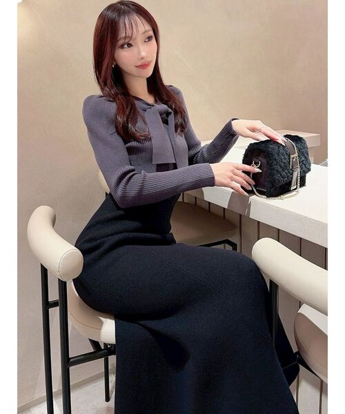 RESEXXY ワンピース ボウタイマーメイドニットワンピース : ZOZOTOWN