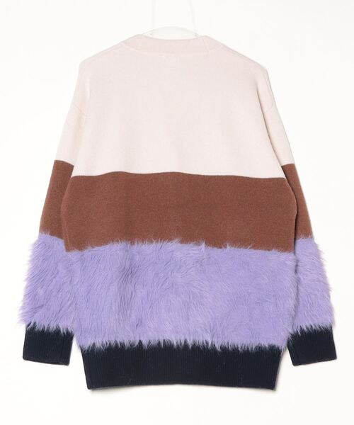 Sov. カーディガン シャギーモール ブロッキングカーディガン