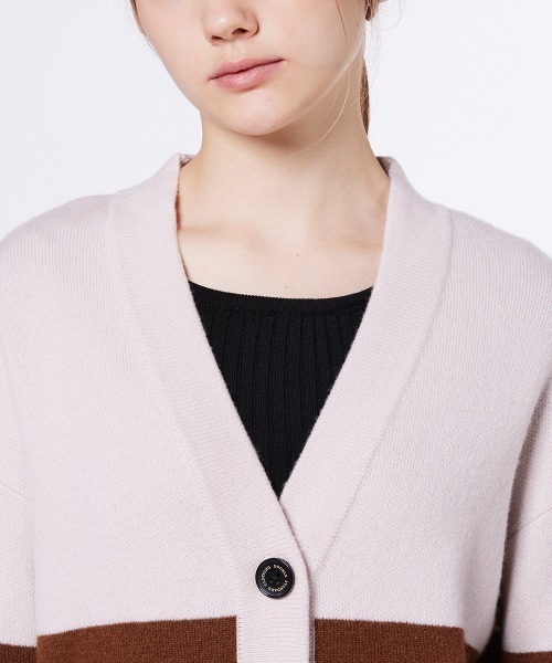 Sov. カーディガン シャギーモール ブロッキングカーディガン