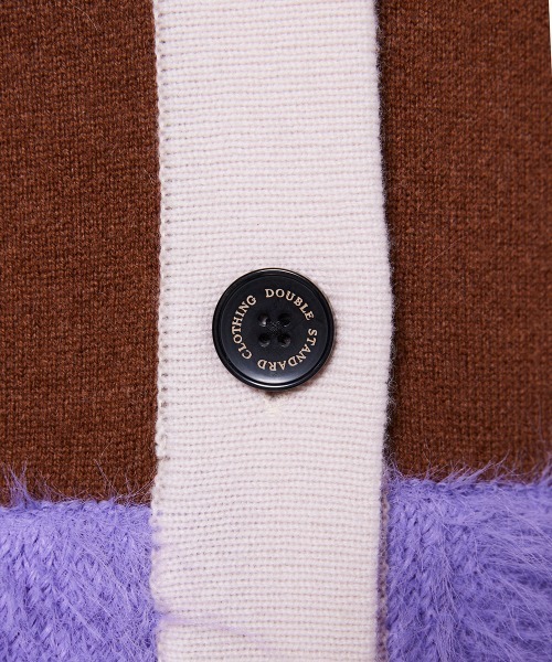 Sov. カーディガン シャギーモール ブロッキングカーディガン