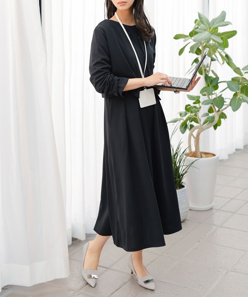 今季モエリーワンピーススーツ♡ ドッキングプリーツワンピーススーツ「CSU977」-RUIRUE BOUTIQUE